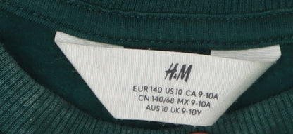 H&M Boys Green Dinosaur Crew Neck Sweatshirt 10-11Y