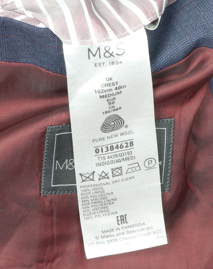Mens UK Size 40 Marks and Spencer Regular Blue Suit Jacket