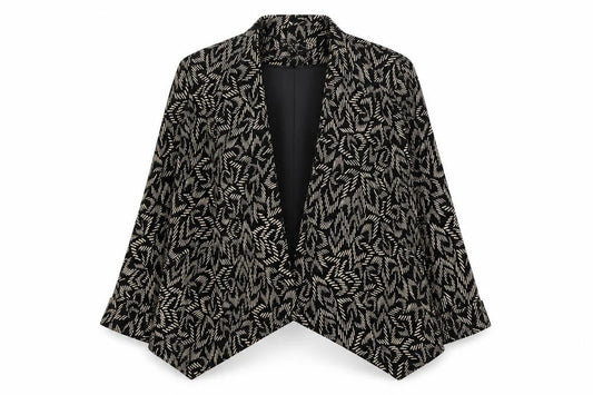 Front view of Principles Women’s Black Geometric Blazer, size UK 12