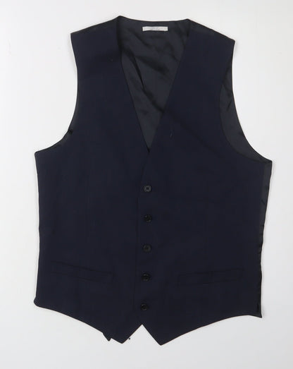 Mens UK Size 36 Marks and Spencer Regular Blue Suit Waistcoat
