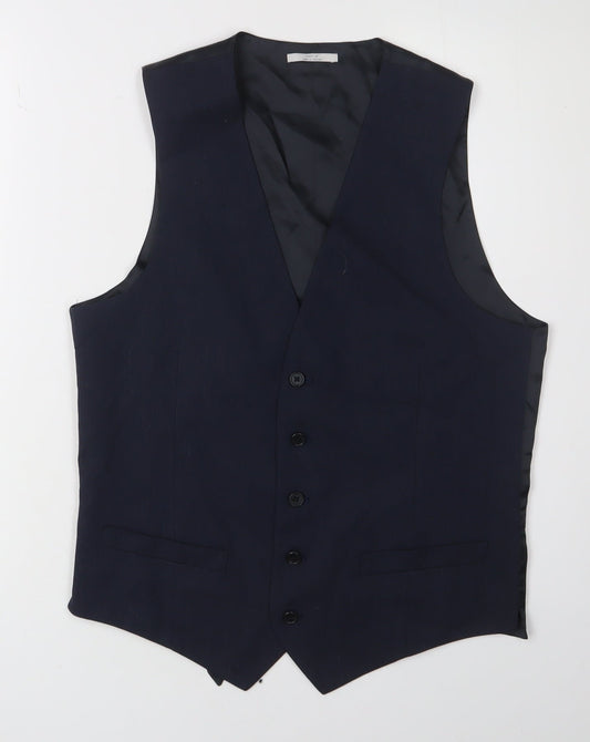 Mens UK Size 36 Marks and Spencer Regular Blue Suit Waistcoat