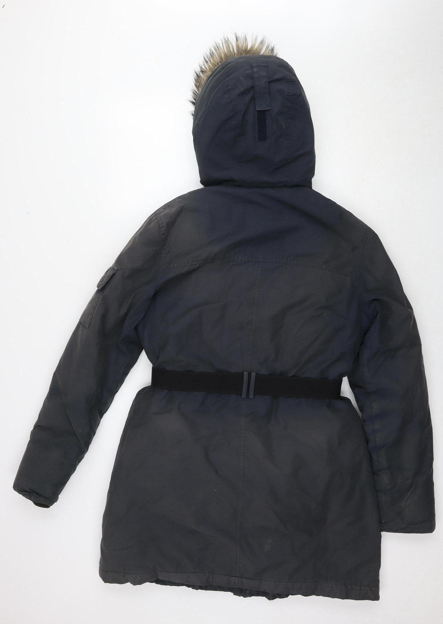 Penfield Women's Black Parka - Medium Hooded Fur Trim Winter Coat