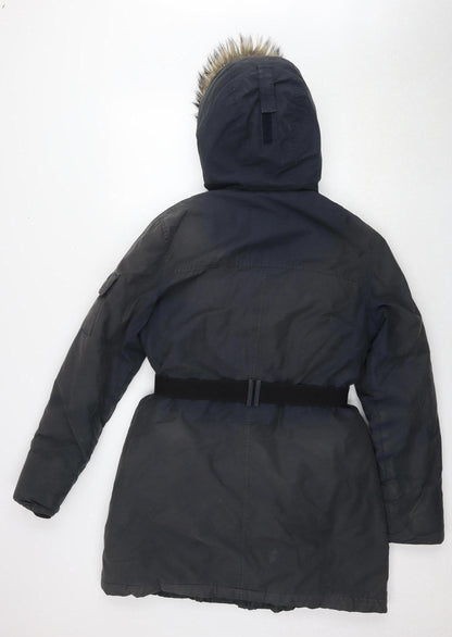 Penfield Women's Black Parka - Medium Hooded Fur Trim Winter Coat