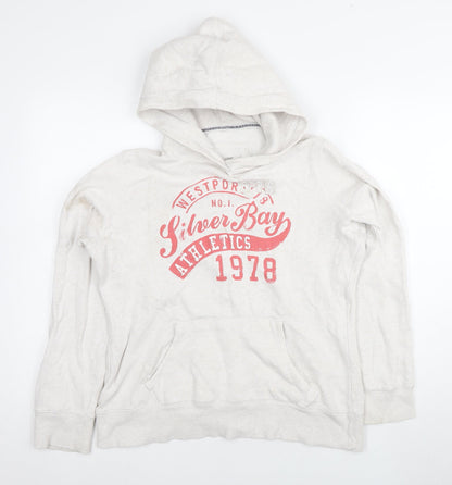 H&M Women's Ivory Pullover Hoodie M - Cozy Casual Wear