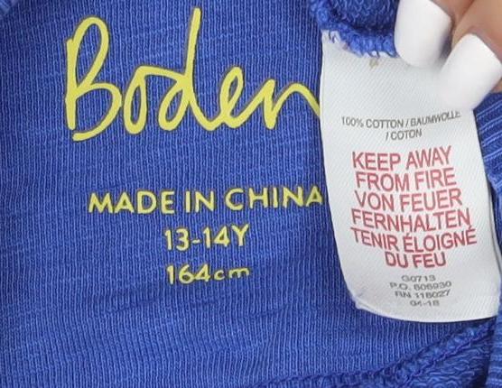 Boden Girls Blue Cotton Pullover Sweatshirt, Long Sleeve, Size 14