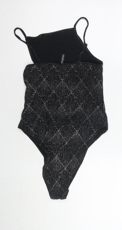 H&M Women's Black Geometric Bodysuit M Party