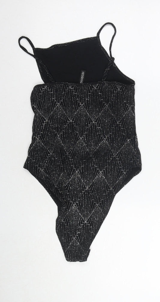 H&M Women's Black Geometric Bodysuit M Party