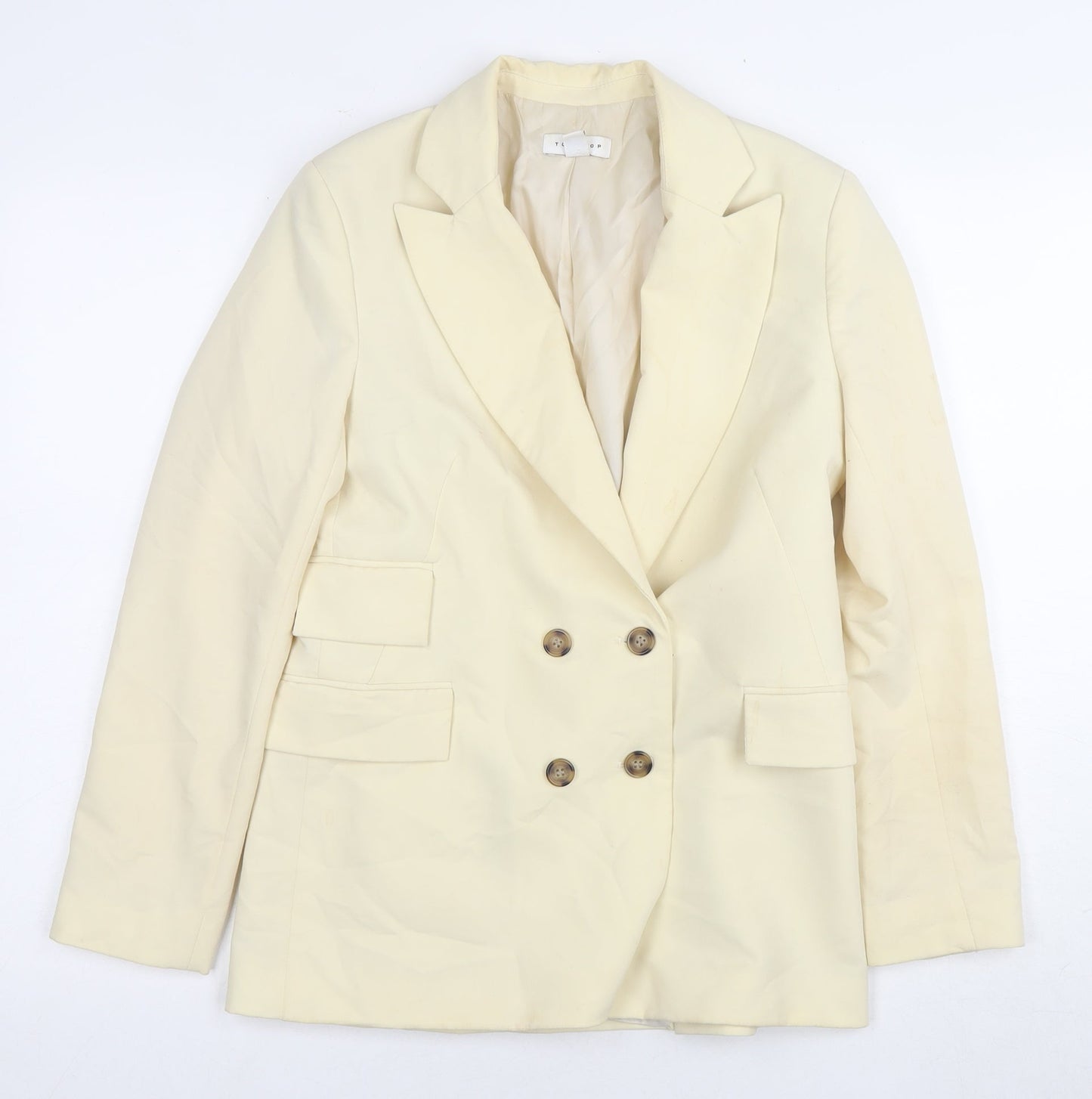 Topshop Women's Ivory Double Breasted Blazer Size 8