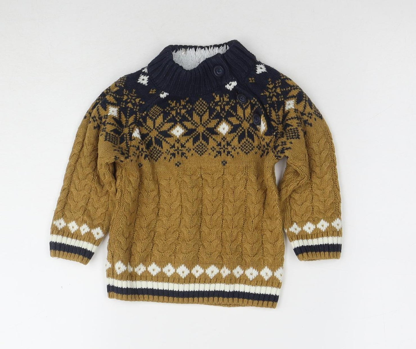 Next Unisex Brown Fair Isle Jumper 12-18 Months Knit