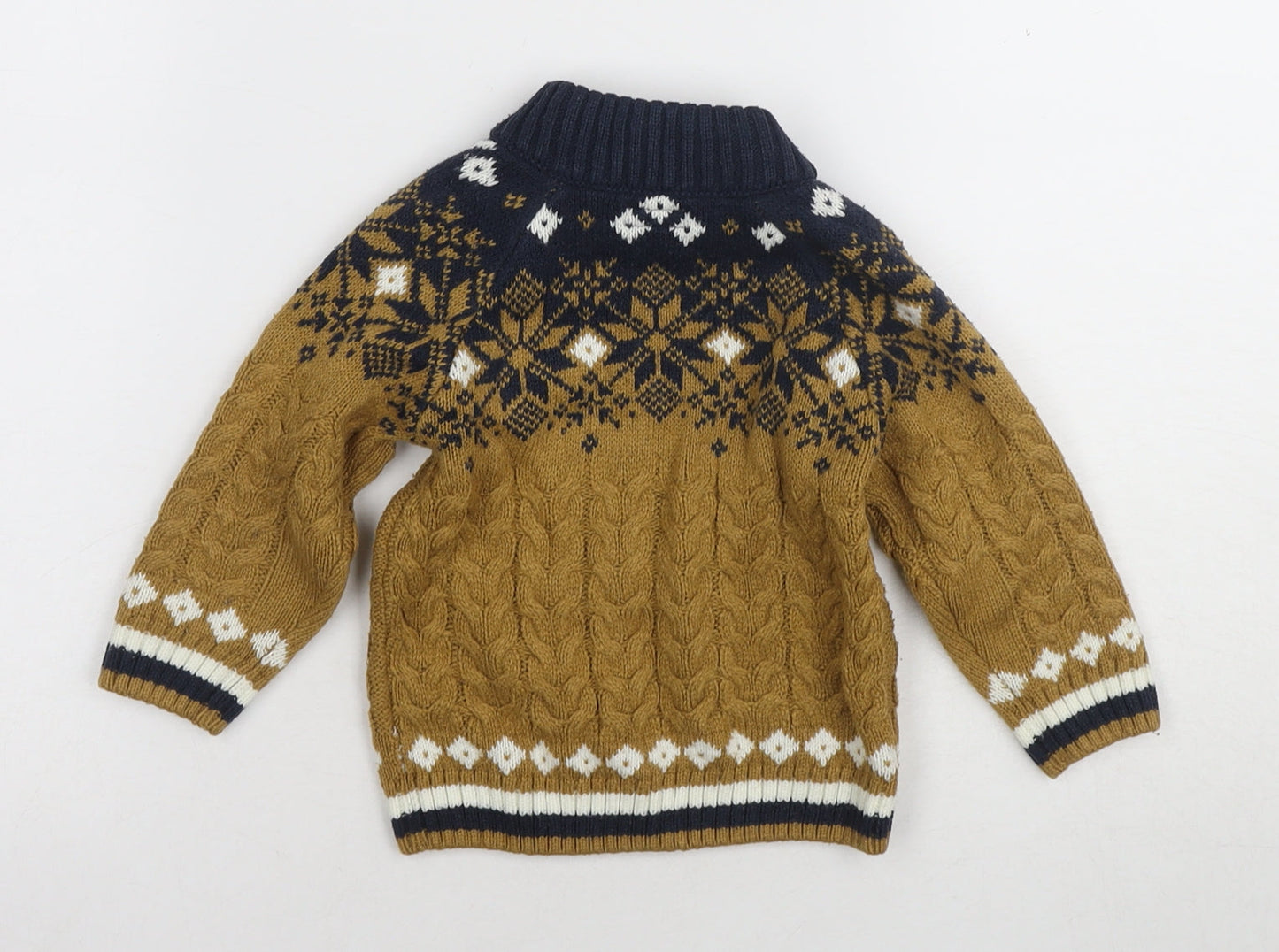 Next Unisex Brown Fair Isle Jumper 12-18 Months Knit