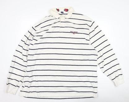 Polo Sport Men's White Striped Polo Shirt XXL