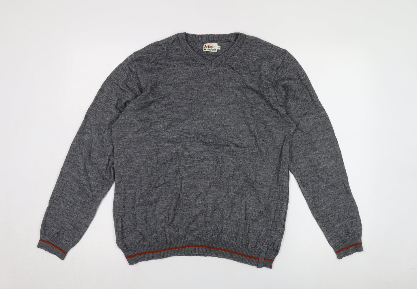Lee Cooper Men's Grey V-Neck Pullover in XL
