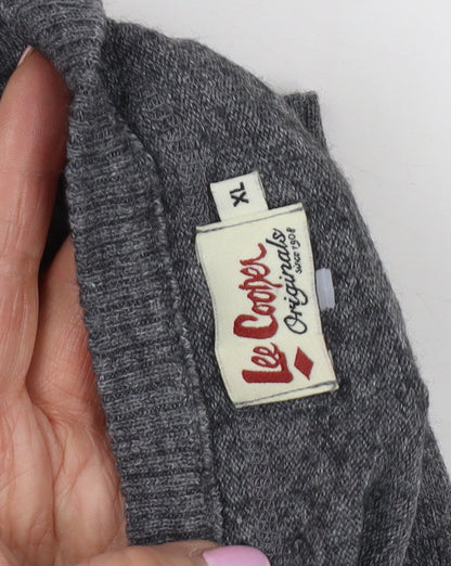 Lee Cooper Men's Grey V-Neck Pullover in XL