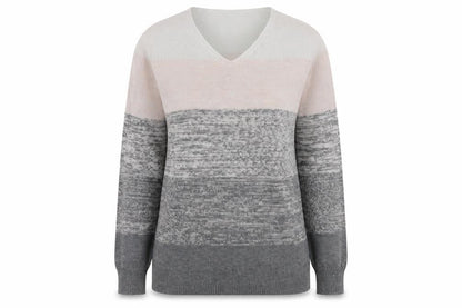 Bonprix Womens Grey V-Neck Pullover Jumper Size 14