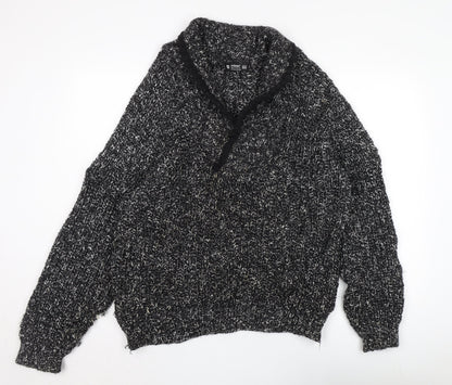 St Michael Men's Black Wool Pullover V-Neck Jumper