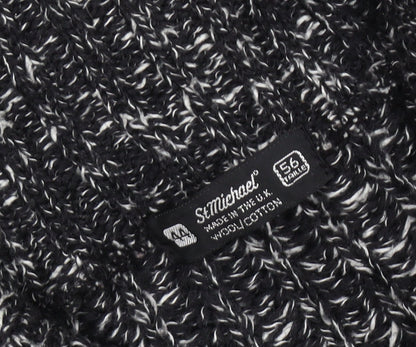 St Michael Men's Black Wool Pullover V-Neck Jumper