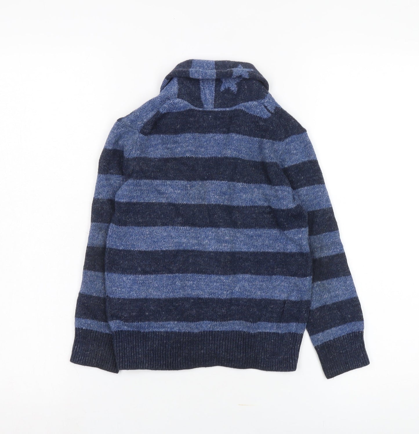 GAP Boys Blue Striped Cardigan XS 4-5 Years, Button Collared Knit