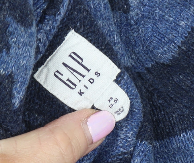 GAP Boys Blue Striped Cardigan XS 4-5 Years, Button Collared Knit