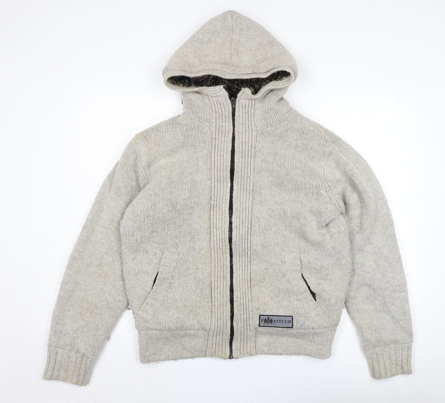 Asylum Men's Grey Hooded Jacket Size M Regular Fit