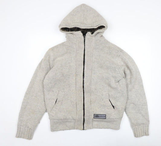 Asylum Men's Grey Hooded Jacket Size M Regular Fit