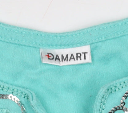 Damart Women's Blue Sequin T-Shirt, M, Casual Summer Wear