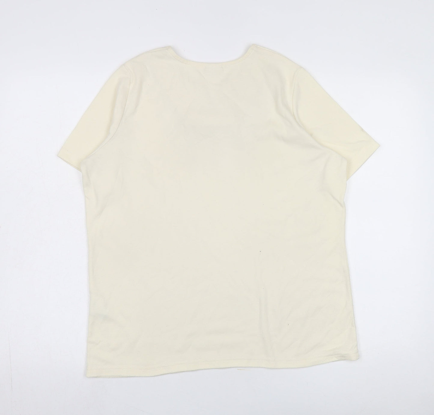 Damart Women’s Ivory Embroidered Sequin T-Shirt – Size 14