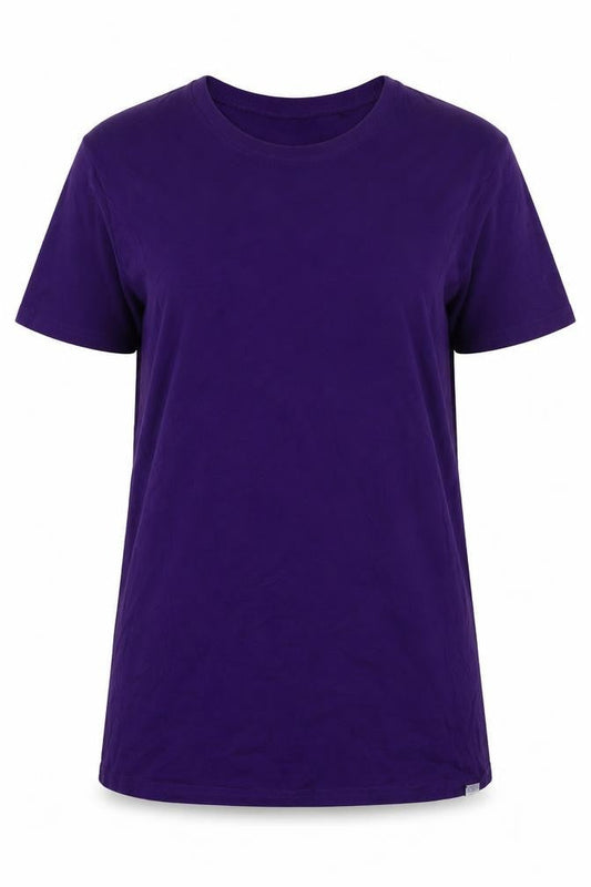 Front view of Pull&Bear unisex purple basic t-shirt, size 12, crew neck