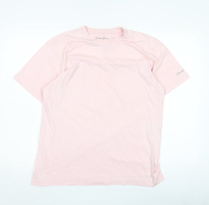 Unisex Adults UK Size M Racing Green Pink Basic T-Shirt