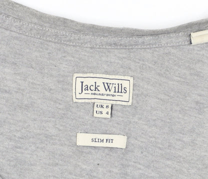 Jack Wills Grey Slim Fit Women's T-Shirt Size 8