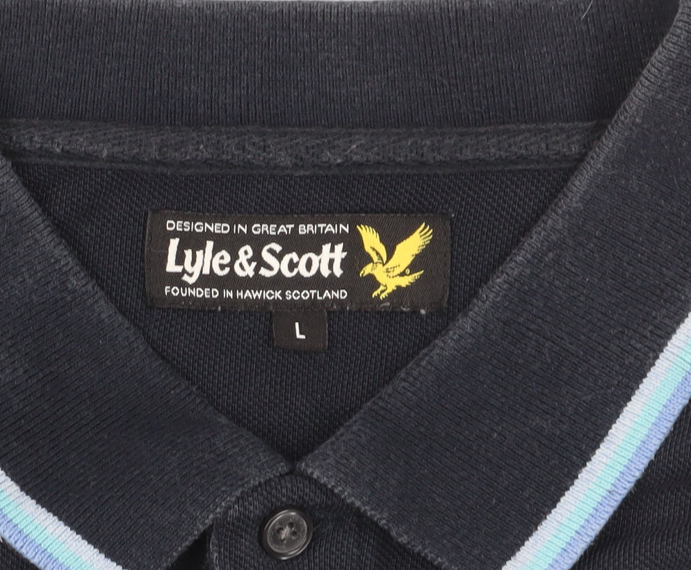 Lyle & Scott Men's Black Polo Shirt L Short Sleeve