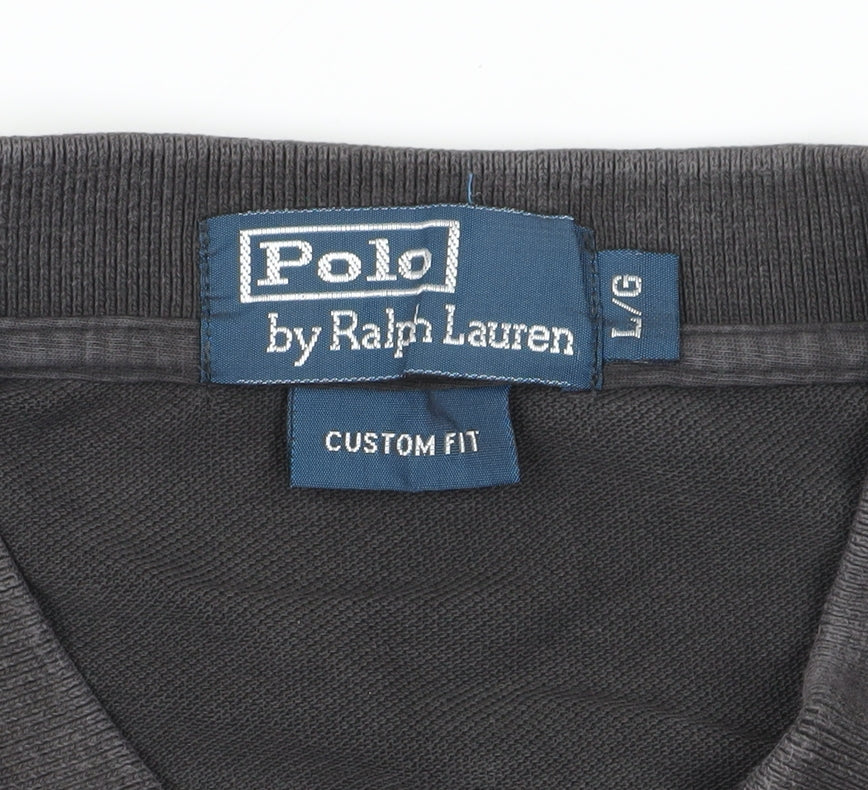 Ralph Lauren Men's Black Long Sleeve Polo Size L