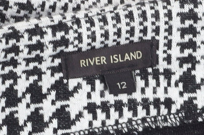 River Island Women's Black Houndstooth Shorts UK 12