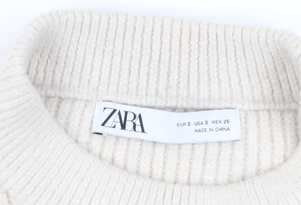 Womens UK Size S Zara Beige Pullover Jumper