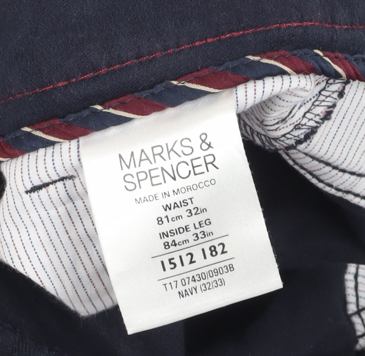 Marks and Spencer Men's Blue Straight Trousers Size 32