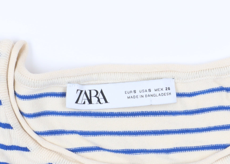 Womens UK Size S Zara Multicoloured Basic T-Shirt