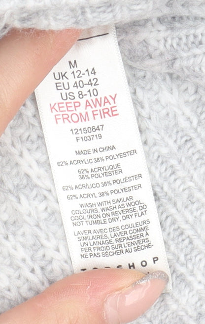 Womens UK Size M Topshop Grey Pullover Jumper