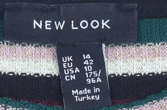 Womens UK Size 14 New Look Multicoloured Basic T-Shirt
