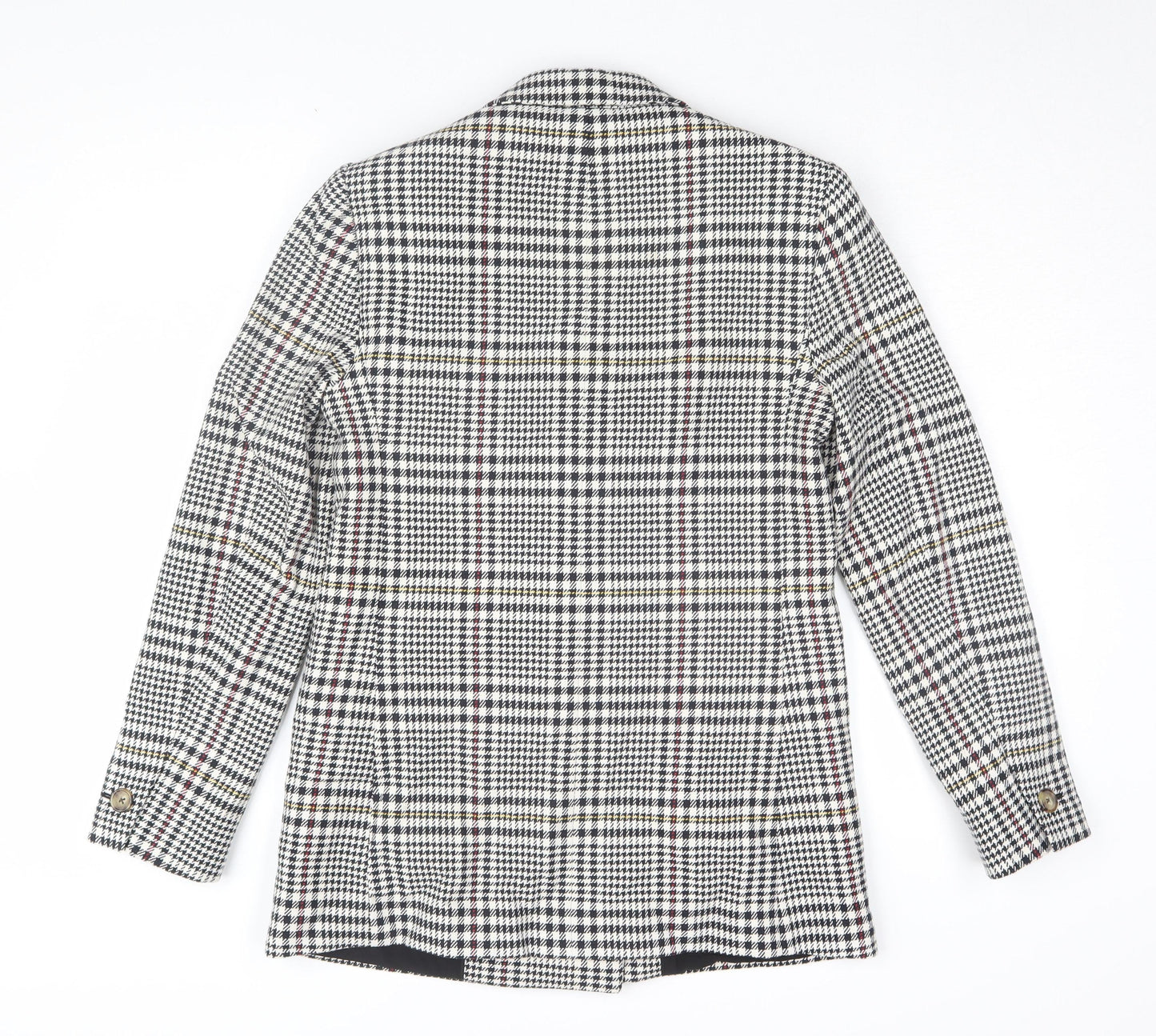 M&S Women's Black Houndstooth Blazer, Size 8, Double-Breasted