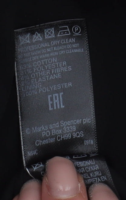 M&S Women's Black Houndstooth Blazer, Size 8, Double-Breasted