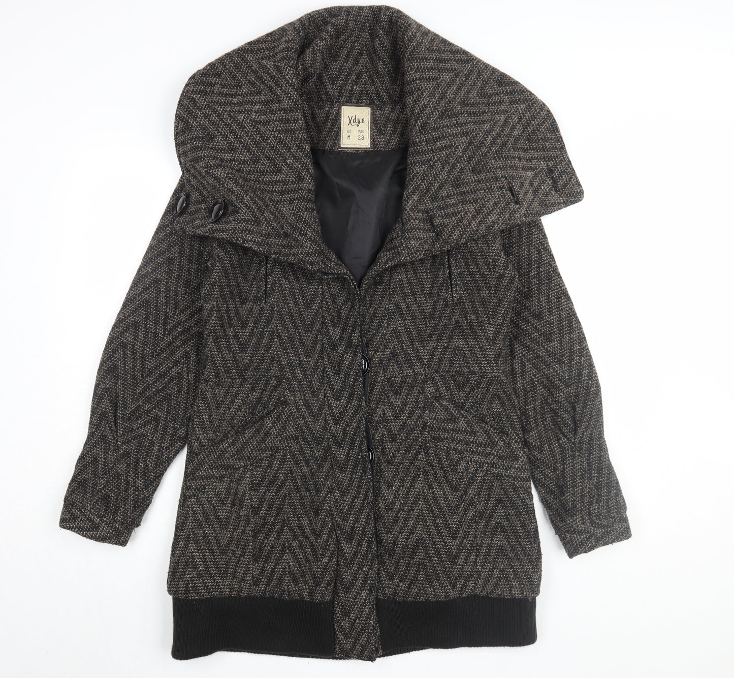 Xdye Women's Black Grey Herringbone Coat Size M