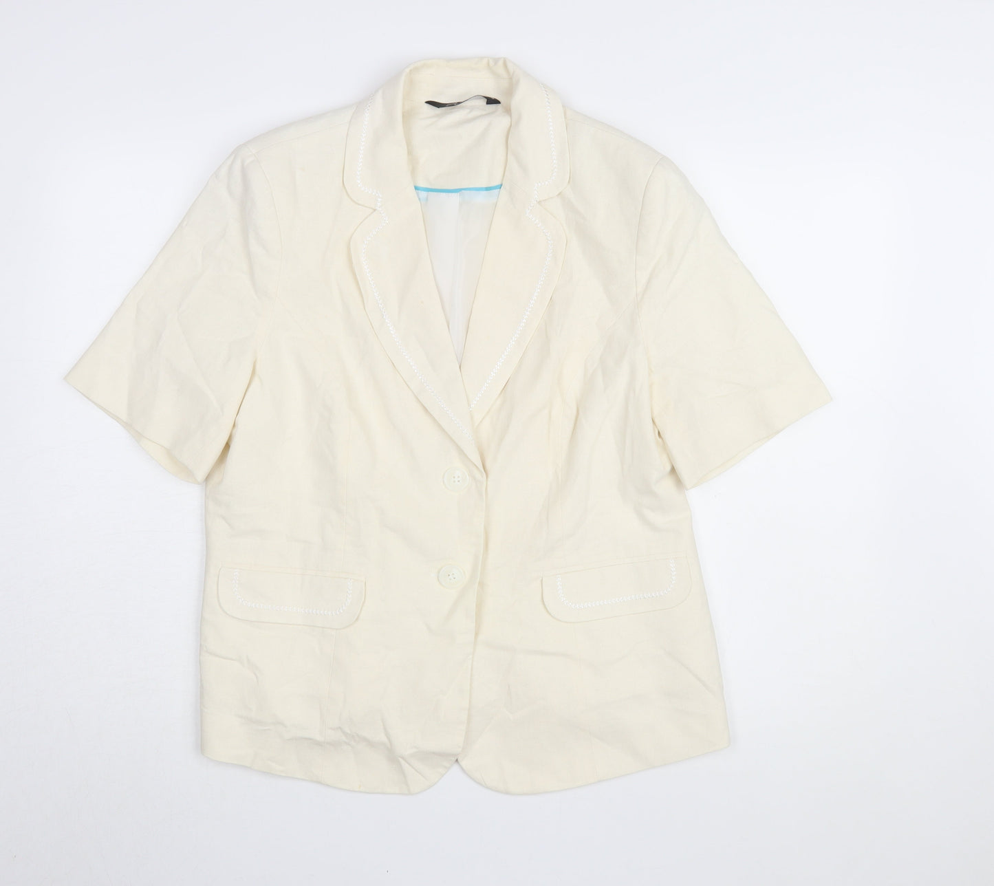 Bm Collection Beige Short Sleeve Women's Blazer Size 18