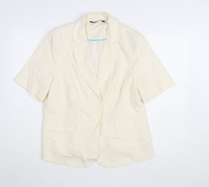 Bm Collection Beige Short Sleeve Women's Blazer Size 18