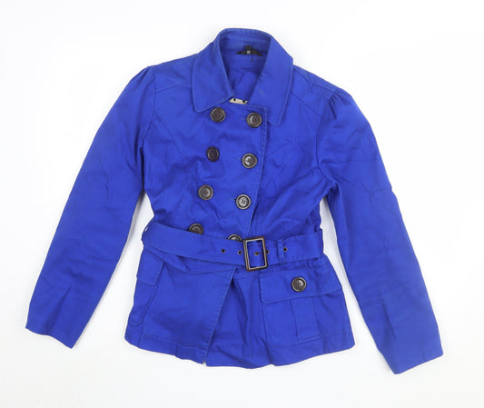 Womens UK Size 12 Marks and Spencer Blue Trench Coat Jacket