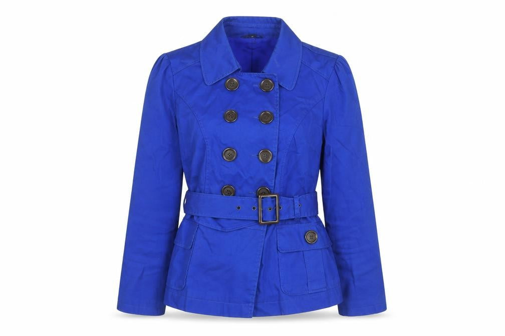 Womens UK Size 12 Marks and Spencer Blue Trench Coat Jacket
