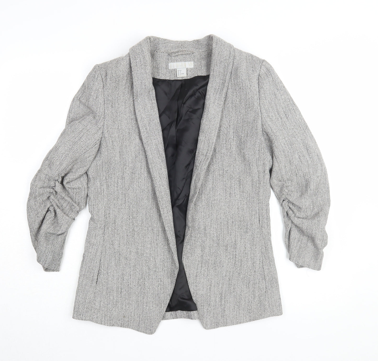H&M Women's Grey Tweed Suit Jacket Size 10