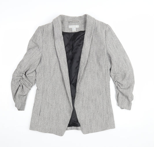 H&M Women's Grey Tweed Suit Jacket Size 10