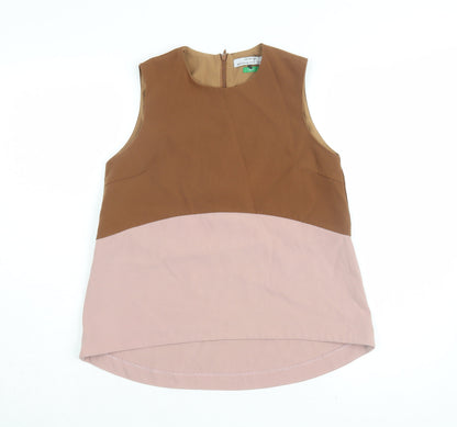 Beyond The Vines Women's Brown Colourblock Blouse UK 8