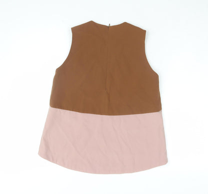 Beyond The Vines Women's Brown Colourblock Blouse UK 8