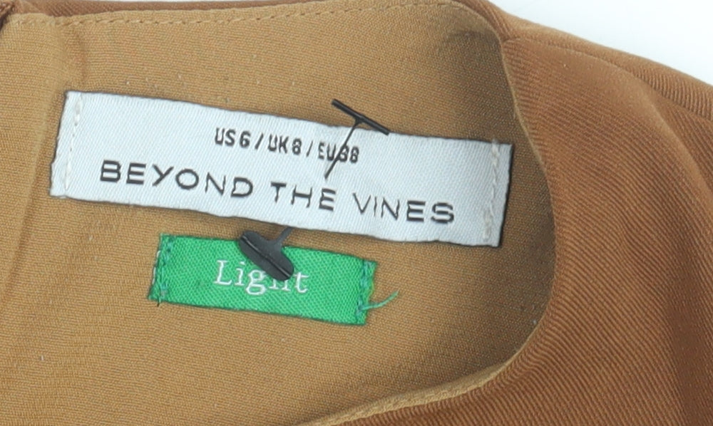 Beyond The Vines Women's Brown Colourblock Blouse UK 8