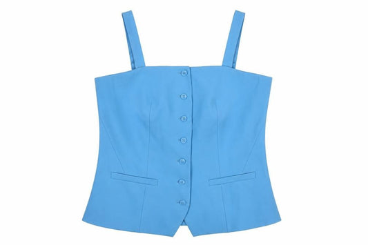 Marks and Spencer Women Blue Button Tank Top